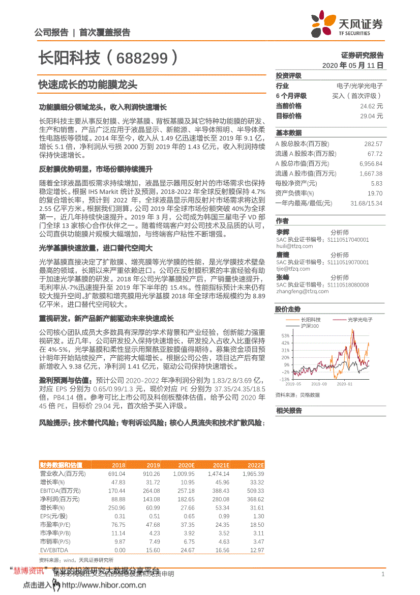 天风证券-长阳科技-688299-快速成长的功能膜龙头-200511的相关配图