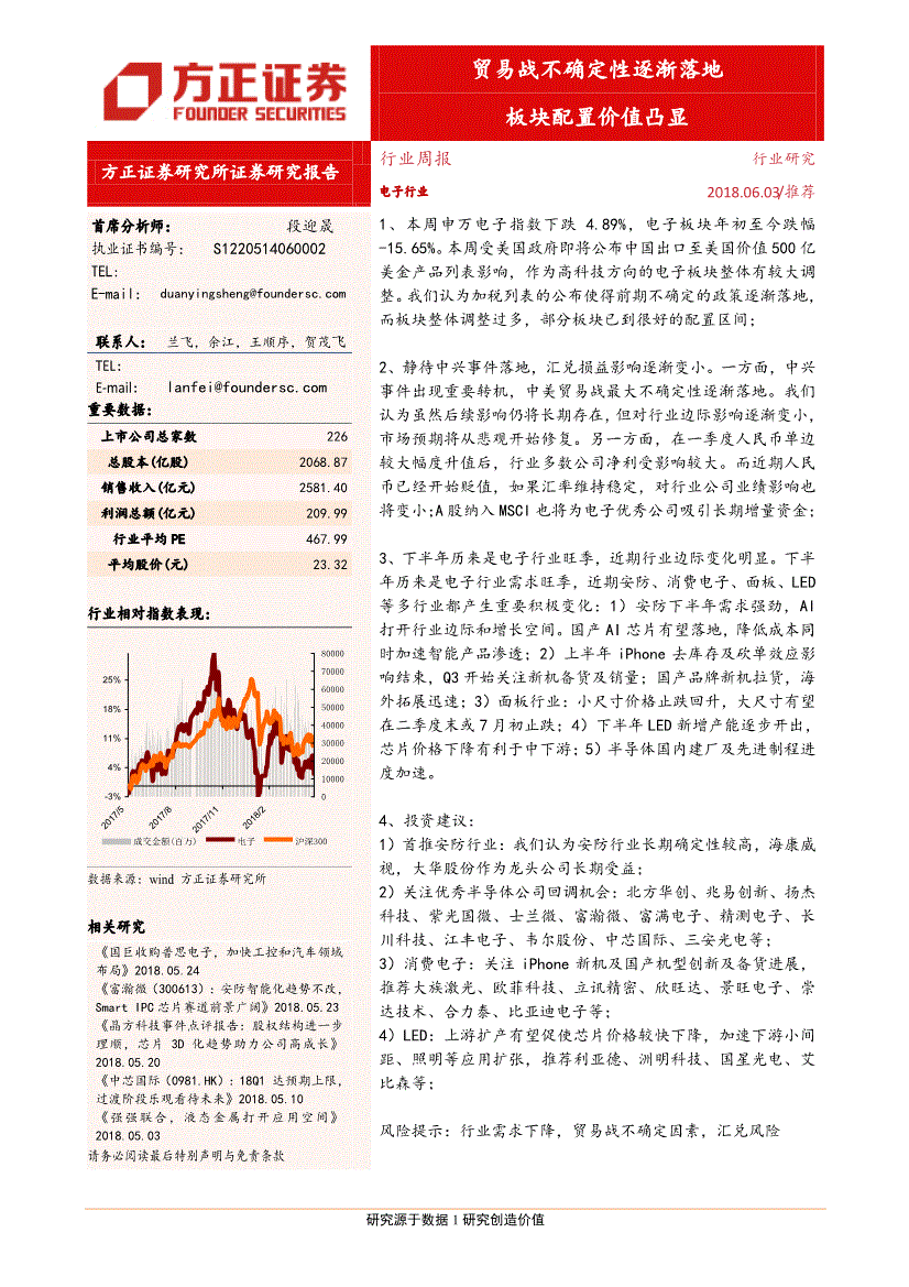 電子行業研究報告:方正證券-電子行業週報:貿易戰不確定性逐漸落地