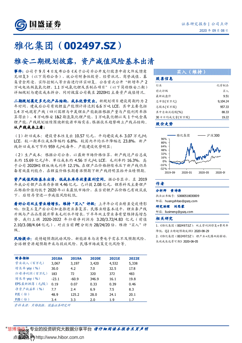 雅化集團:國盛證券-雅化集團-002497-雅安二期規劃披露,資產減值風險